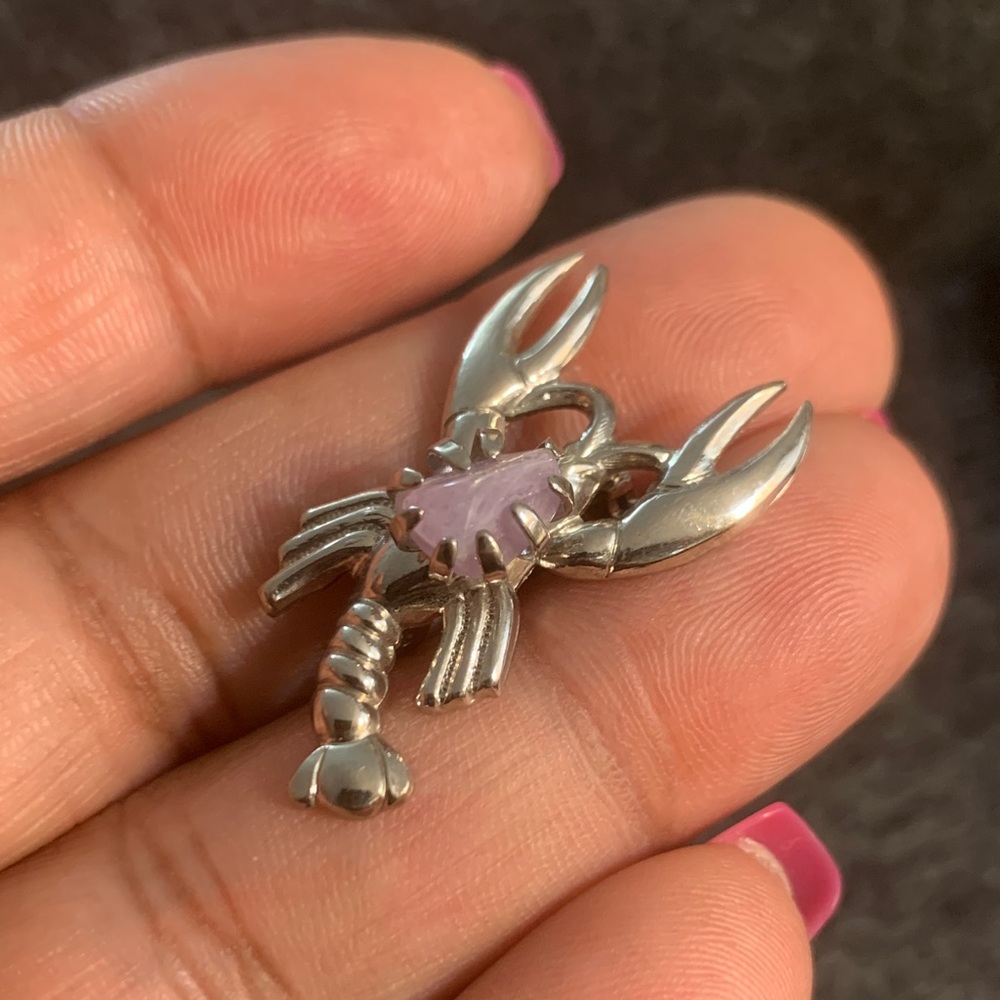 Silver and Light Purple Stone Scorpion Brooch